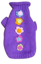 Cute Dog Sweater Turtle Neck with Flowers Purple Xs