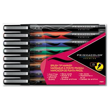 Prismacolor Premier Brush Tip Markers, 8 Colored Markers (1736674)