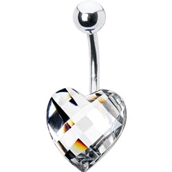 Sparkling Clear Prism Heart Belly Ring