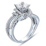 14k White Gold Round Diamond Ladies Bridal Semi Mount Ring (0.55 cttw, H-I Color, I1 Clarity) Center not included