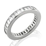 Certified 18k White Gold Emerald Cut Diamond Eternity Band Ring Size 6.5 (F-G, VS, 3.25 carat)