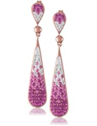 Sterling Silver Long Tear Drop Pink Swarovski Crystal Earrings