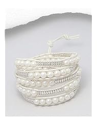 Cotton Fresh Water Pearl Bracelet In White Base