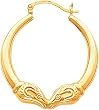 14K Yellow Gold Ram Hoop Earrings Polished Jewelry |A