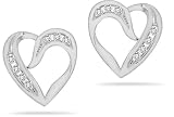 0.24 Carat Diamond Heart Earrings in 14K White Gold
