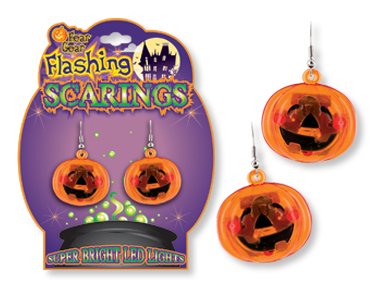 Fear Gear Halloween Flashing Pumpkin Earrings