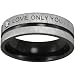 Black Tone Stainless Steel "Love Only You" Cubic Zirconia Band Ring