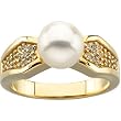 14K Yellow Gold Akoya Cultured Pearl and Diamond Ring - 8.00mm