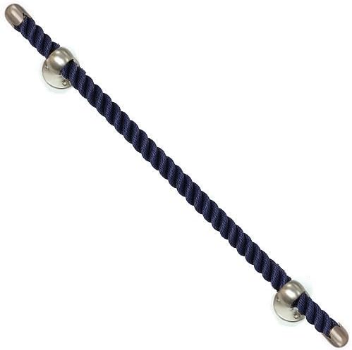 NAUTILUXE Nautical Rope Towel Bar/Curtain Rod (Navy/Satin Nickel, 30")