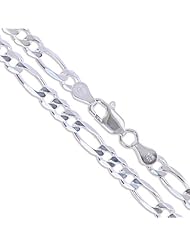 Sterling Silver Diamond-Cut Figaro Link Chain 4.5mm Solid 925 Italy Necklace 22"