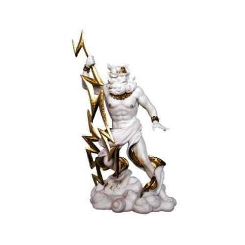 Zeus Greek God Statue wtih Lightning Bolts Collectible