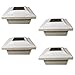4 Pack - Solar Post Cap 5x5 PVC/Vinyl Low Profile 4 SMD LED Off White Solar Light (White)