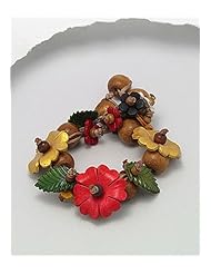 Flower Cotton Waxed Thread Wood Bracelet