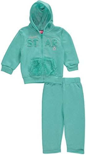 Girls Pink Baby Girls' "Plush Star" 2-Piece Fleece Sweatsuit - mint, 18 months