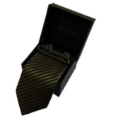DAD3A Multicolored Stripe Tie Cufflinks Hanky Matching Same Fabric Box Dan Smith