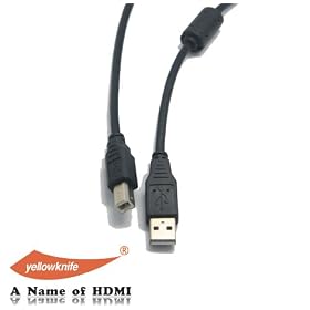 YELLOWKNIFE - Premium 6FT (1.8 M) USB 2.0 AM-BM Printer Scanner Cable w/ferrite core for Canon HP Brother 6 FT Foot Feet