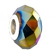 Pandora Style Charm Bead (Z248) Murano Style Lampwork Glass (14mm x 9mm) (fits Troll too) ~ Purple Vitral