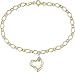 10k Two-tone Gold Diamond Heart Charm Bracelet