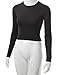 Doublju Womens Basic Long Sleeve Crop Top BLACK SMALL