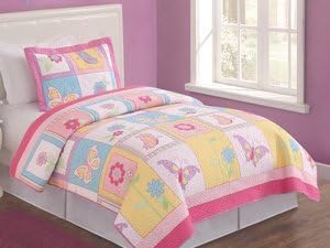Beautiful Flurry of Butterflies Twin Quilt with Sham