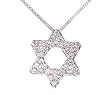 Sterling Silver Necklace Pendant Judaism with Cz & Sapphire