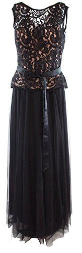 Xscape Nude Women's Sheath Floral-Lace Belted Dress Black 4