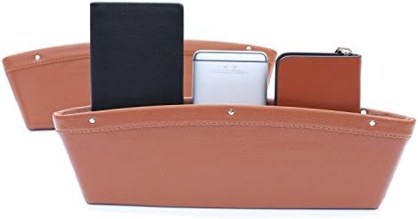 REEGE Car Seat Gap Filler Organizer Drop Catcher Pocket Between Seat and Console with Removable Set of 2 Light Brown