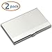 WOVTE Portable and Steady Stainless Steel Metal Business Name Card Credit Card Holder ID Card Case Organizer Silver Pack of 2