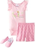 BabyGear Baby-Girls Newborn 3 Piece Set Bodysuit Bike Shorts and Shoe-Butterfly