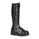 2 Inch Men's Casual Shoes Platform Rockabilly Goth Punk 9 Buckles Veggie Creeper Boot Black
