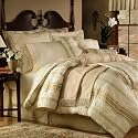 22 PC. MEGA REVERSIBLE DAMASK DESIGN BED IN A BAG COMFORTER SET W/ MATCHING PILLOWS, VALANCES, THROW AND TWO SHEET SETS, QUEEN, IVORY