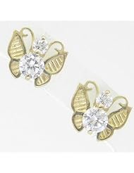 Kids 14K solid gold earrings fancy stud hoop huggie ball fashion dangle swa...