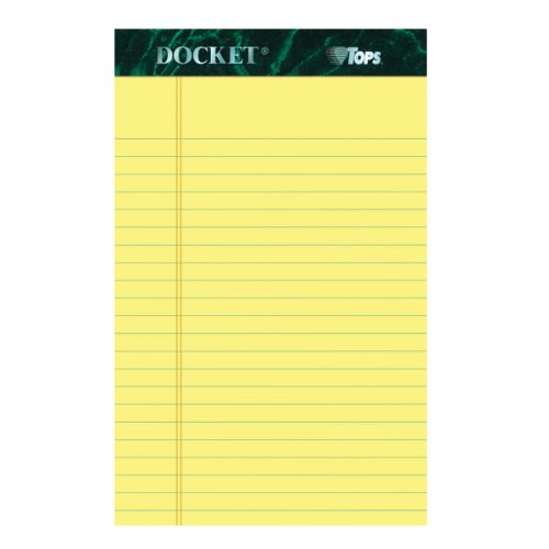 TOPS Docket Pads, Jr. Legal Rule, 5 x 8 Inches, Canary, 50 Sheets/Pad, 12 Pads/Pack (63350)