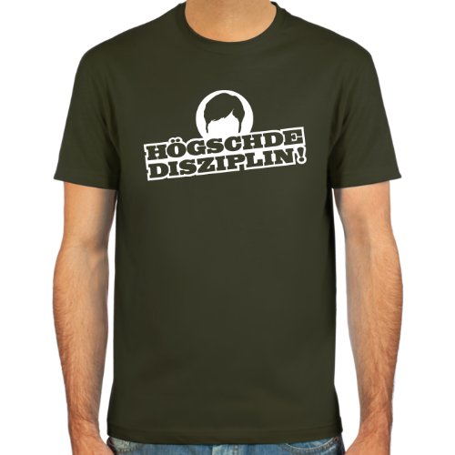 T-Shirt “Högschde Disziplin”, Jogi Löw ::: Farbauswahl: deepred, schwarz, oliv oder navy ::: Größen: S-XL ::: Fußball-Kult