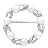 14K White Gold White Akoya Pearl Circle Brooch
