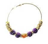 Basketball Wives Hoop Earrings - Gold Rhinestone with Orange and Purple Beads