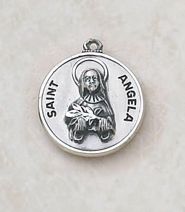 Sterling Silver St. Angela with 18" Chain.catholic Saint Angela Merici, Patron Saint of Disabled, Handicapped, Illness, Loss of Parents, Physically Challenged, Sickness, Virginity, Bodily Ills