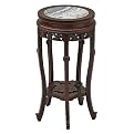 Tall Round Marble Inlay End Table