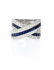 Diamond and Blue Sapphire 18k White Gold Ring