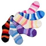Fuzzy Socks Striped - 6 Pairs, Size: 9-11