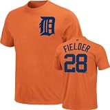 Prince Fielder Detroit Tigers Orange #28 Name & Number T-Shirt