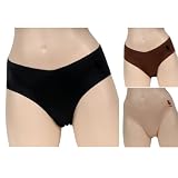 Womens 3 Pack Barely There Lazy Cut Sexy Hipster Pack of 3 Underwear (Black, Nude, Chocolate)