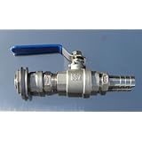 Concord 1/2" 304 Full Stainless Steel Ball Valve Spigot w/ Bulkhead Nipple and Barb