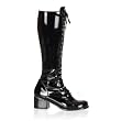 2 Inch Women's Sexy Knee High Boots Single Sole Block Heel ST Boot Black White