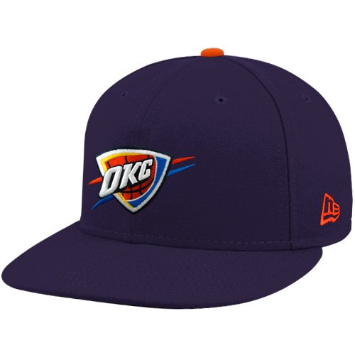 New Era Oklahoma City Thunder Dark Navy Blue Primary Logo 59FIFTY Flat Bill Fitted Hat (8)