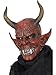 Smiffy's Men's Devil Demon Mask with Horns Full Head Latex On Display Card