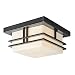 Kichler Lighting 49206BK Tremillo 2-Light Outdoor Flush Mount Ceiling Light, Black with Satin-Etched Cased Opal Glass