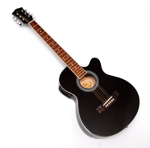 4/4 Elektro Akustik Gitarre “Western Style” in schwarz mit 5 Band EQ Equalizer / Tonabnehmer