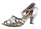APTRO Women's Silver Latin Dance Shoes