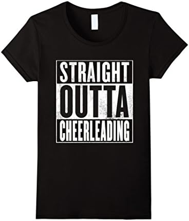 Women's Cheerleading T-Shirt - STRAIGHT OUTTA CHEERLEADING Shirt Small Black